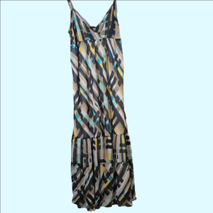 Attention Geometric Maxi Dress - Black, Blue, Yellow